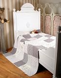 Produkt-Bild: SKANDINAVISCHE TAGESDECKE &Uuml;BERWURF GRAU WEISS NOSTALGIE Quilt Plaid Patchwork Decke Original Palazzo24