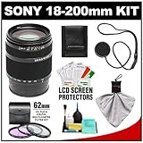 Sony Alpha DT 18-200mm f/3.5-6.3 Zoom Lens with 3 (UV/FLD/CPL) Filter Set + ....