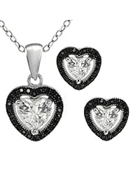 4.00 Ct Stunning Heart Shape Sterling Silver Pendant and Earrings Set With CZ