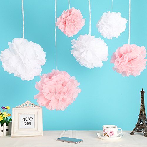 Wisehands 12pcs mixed 3 sizes white pink tissue paper p…