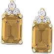 14K Yellow Gold Golden Topaz and Diamond Earrings