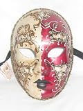 Red Music Volto Night and Day Venetian Masquerade Ball Mask