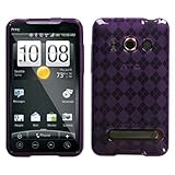 Sprint HTC EVO 4G TPU Candy Skin Case - Transparent Purple Argyle