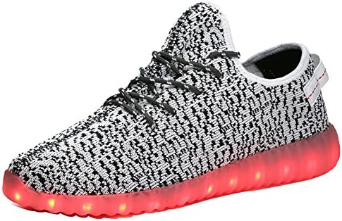 GUIDEKING 11 Color Modes Men Women and Kids' LED Light Up Shoes Slip-on Loafers Sneakers, 03Grey, 38