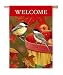 Chickadee and Apple Basket Silk Reflections Regular Size Flag