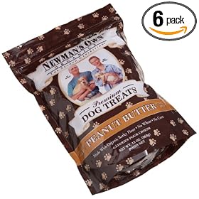 Newman's Own Organics Premium Dog Treats, Peanut Butter, 13-Ounce Pouches (Pack of 6)