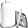KC-Electronics Apple iPhone 4 4S White PU Leather Pull Tab Protective Pouch Case + White High Capacitive Stylus Pen + LCD Screen Protector Guard
