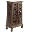 Handmade Asian Furniture - 40" Flower Vines Storage Cabinet / End Table - Dark Rich Finish