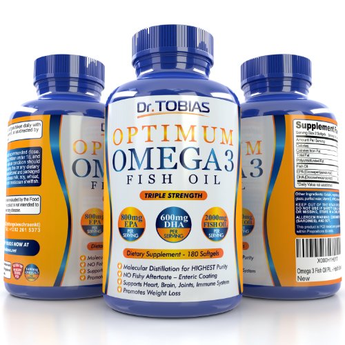 Omega 3 Fish Oil Pills (180 Counts) Triple Strength Fish Oil
