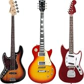 【コレクション、コスプレ、楽器入門に♪】エレキギター＆ベース3本セット(LP-28/CS、MG-200/MRD、JB-37LH/SB)【軽音部入部セット】