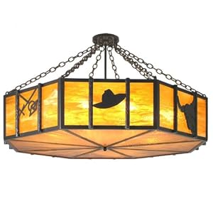 Meyda Tiffany 11883 47.5 Inch W Cactus Hat Longhorn Semi Flush by Meyda