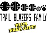 10.5" x 4.5" Trail Blazers Basketball Family Vinyl Sticker Decal [Die-cut, White] + with Free Basketball Pencil