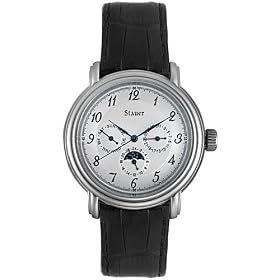 Stauer Men's Automatic Black Leather Watch #T12214/BLK