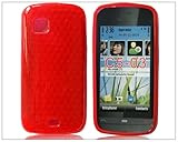 Rhombus TPU Silicone Case Cover for Nokia C5-03 Red