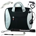 Kindle DX Kroo TAG 2-TONE Nylon Carrying Case (Black) + USB Data Cable + Black Car Charger + Black E-Reader Light + Determination Strap (Combo)