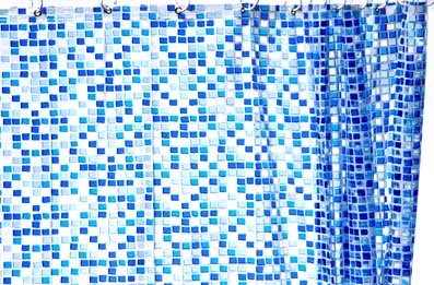 HAB & GUT (DV043) Duschvorhang mit blauem Mosaik 180 x 180