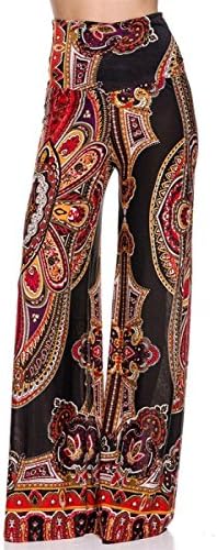 Gail Corrigan Women's High Waisted Plazzo Pants Black &amp; Red Medium