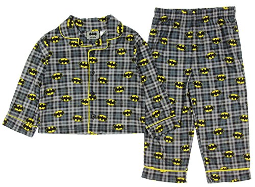 Batman Black Flannel Pajama Two Piece Set for Boys and Toddlers