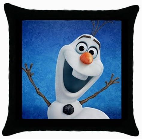 Frozen Olaf Snowman Disney Cartoon Movie Covers with Zippered Pillow Cases Pillowcase 18x18 Inches for Living Room or Kids Boys Girls Bedroom Decoration, Black Color