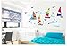 Kappier® Sailing Boats in The Blue Ocean with Seagulls Peel & Stick Wall Decals
