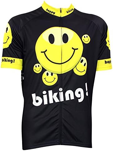 Generic Men's Happy Face Outdoor Sports Bike Cycling Short Sleeve Jersey 2XL Black
