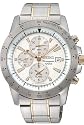 SEIKO Men's Two-Tone Stainless Steel Alarm Chronograph Watch with White Dial. Model: SNAC51