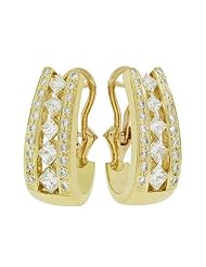 Diamond Earrings - Five Star Diagonal Diamond Earrings in 18k Yellow Gold