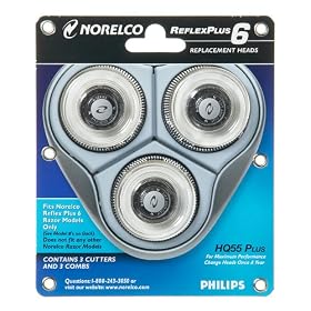 Norelco ReflexPlus-6 Replacement Razor Heads - HQ55 Plus