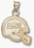 Illinois Fighting Illini Flat Helmet Pendant - 14KT Gold Jewelry