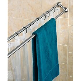 Polder Duo Shower Curtain Rod,Brushed Stainless Steel