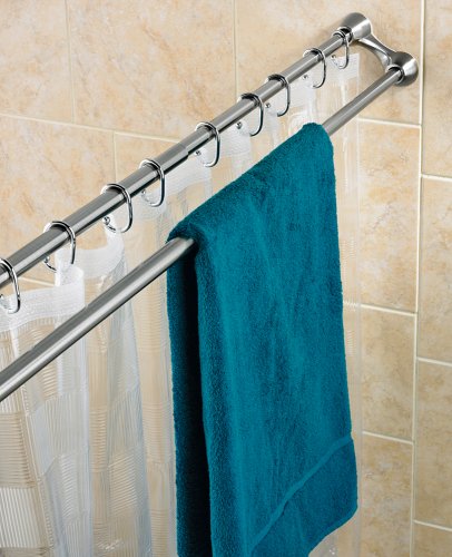 Polder Duo Shower Curtain Rod,Brushed Stainless Steel