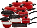 Magefesa Provence Red Gloss Enamel On Steel 16 and 2 Piece, Cookware Set