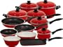 Magefesa Provence Red Gloss Enamel On Steel 16 and 2 Piece, Cookware Set