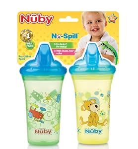Nuby 2 Pack Printed Non Spill Cup with Hard Top (9 Ounce)