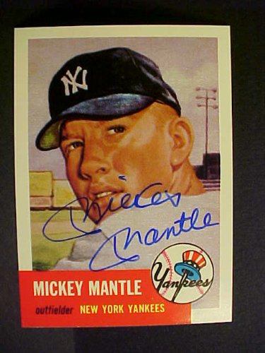 Mickey Mantle New York Yankees #82 1953 Topps Archives Signed Baseball Card
