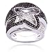 Sterling Silver Black Diamond and White Topaz Ring, Size 6