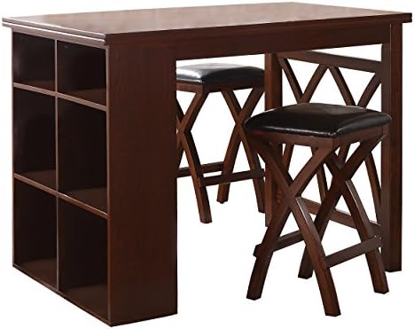 Homelegance Mably 3-Piece Counter Height Desk Set with Built-In Bookcase, Espresso