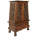 EXP Handmade Asian Furniture - 37" Flower Vines Storage Cabinet / End Table - Rich Dark Finish