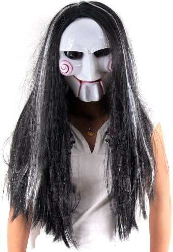 Melody Saw Movie Cosplay Mask Props killer mask Halloween mask horror mask with long wig