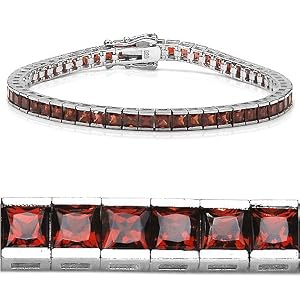 8.70 Carat Genuine Garnet Silver Bracelet by