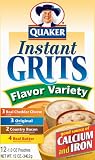 Quaker Instant Grits Flavor Variety, 12-Ounce Boxes (Pack of 12)