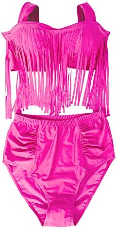 Women's Plus Size Retro Vintage High Waist Braided Fringe Top Bikini Swimsuits