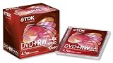 TDK DVD+RW Recordable Disk Rewritable Cased 4x Speed 120min 4.7Gb Ref DVDRW474X10 [Pack 10]