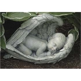 Joseph's Studio Precious Sleeping Baby in Angel Wings Garden Statue 14.25