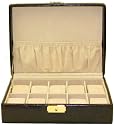 Watch Box Storage Case Leather For 10 Watches With Lined Pocket