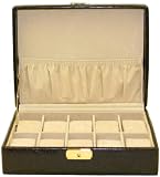 Watch Box Storage Case Leather For 10 Watches With Lined Pocket