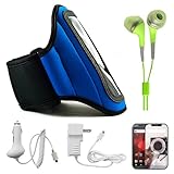 Blue Moisture Resistant Protective Neoprene Exercise Workout Armband with A ....