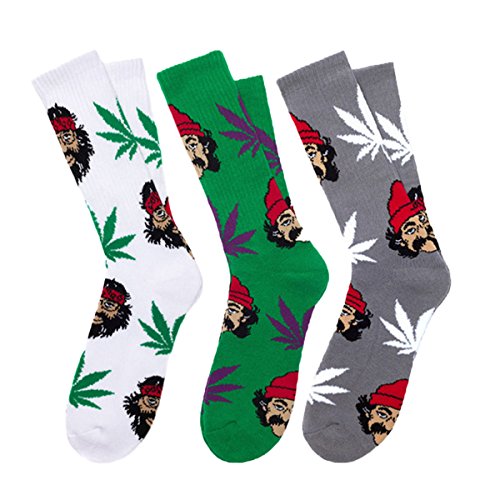 Dopeme Marijuana Weed Leaf Printed Cotton High Socks 3 Pack