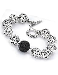 Charles Krypell Sterling Silver and Black Sapphire Bead Bracelet