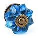 Marine Blue Glass Cabinet Knob Kitchen Drawer Pulls & Handles Set/2~ K69 Brilliant Marine Blue Glass Melon Knobs with Polished Antique Brass Hardware for Dresser, Kitchen Cabinets and Cupboards